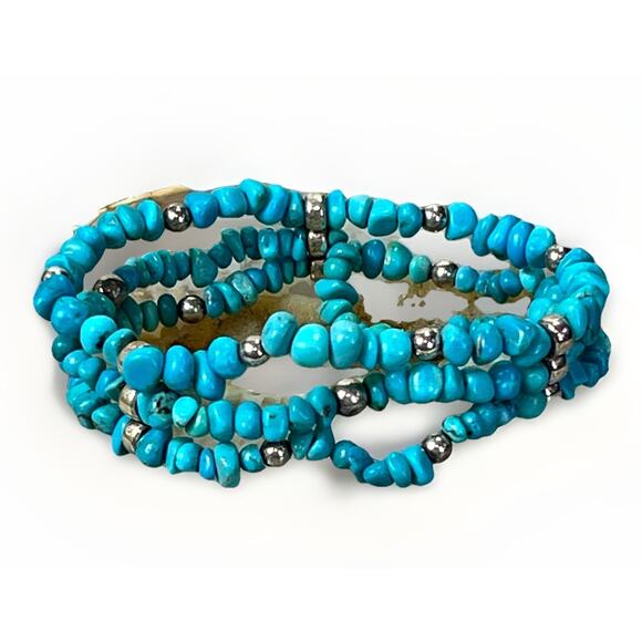 Carolyn Pollack Relios Vintage Turquoise & 925 Bead Coil Wrap Bracelet - Picture 5 of 11